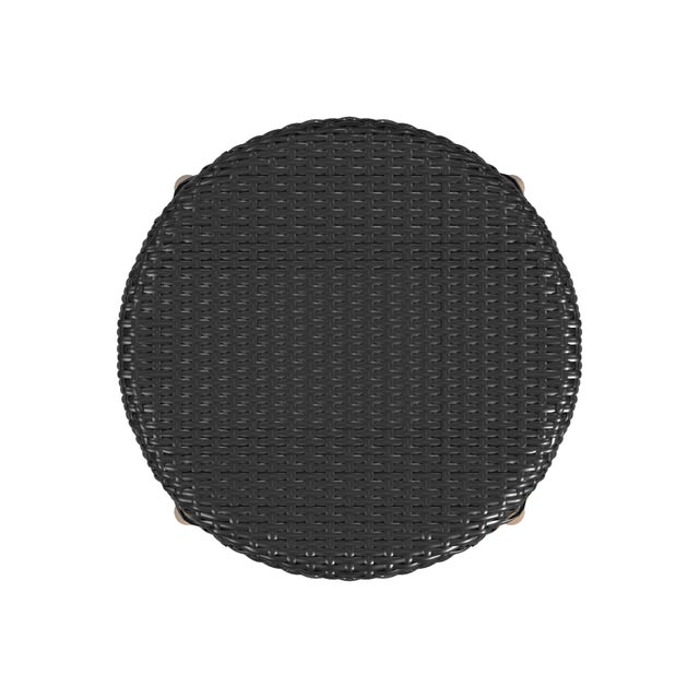Tobias 24 in. Seat Height Round Rattan Backless Counter Stool, Black/ Natural Rattan Frame For Sale In Chicago - Image 6 of 7