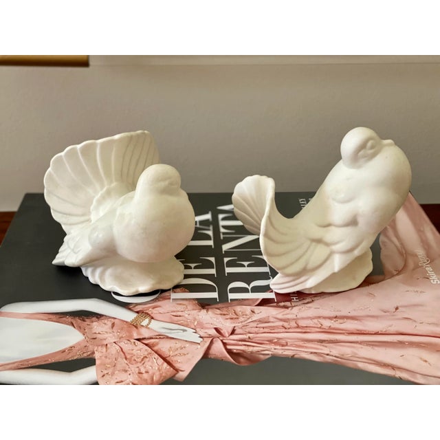 Pair of 1970s White Ceramic Doves Signed E. Coleman For Sale - Image 4 of 10