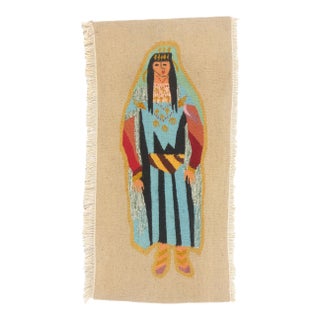Vintage Tunisian Pictorial Tapestry, 01'04 X 02'09 For Sale