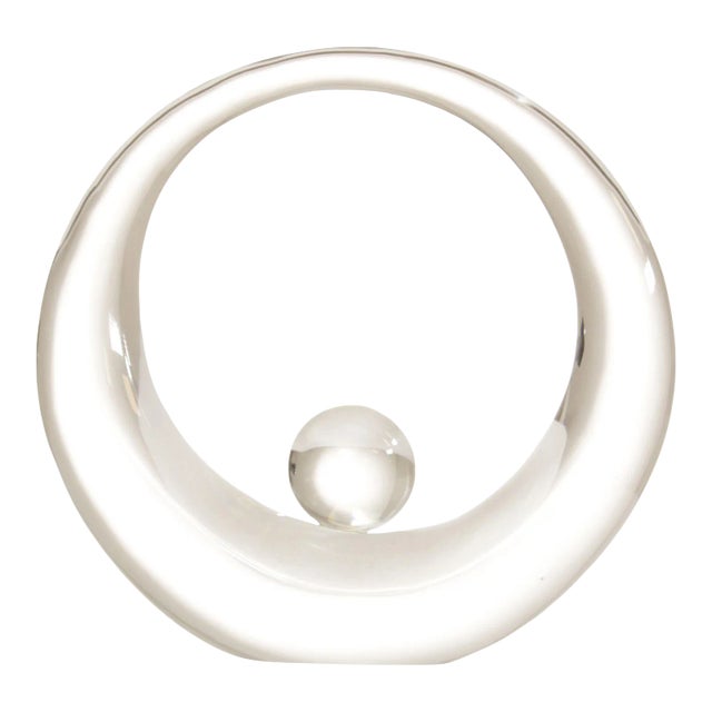 1980s Pino Signoretto Free Form Clear Glass Sculpture For Sale