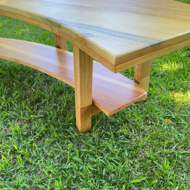 Curved Hand Crafted Wood Bench For Sale - Image 4 of 7