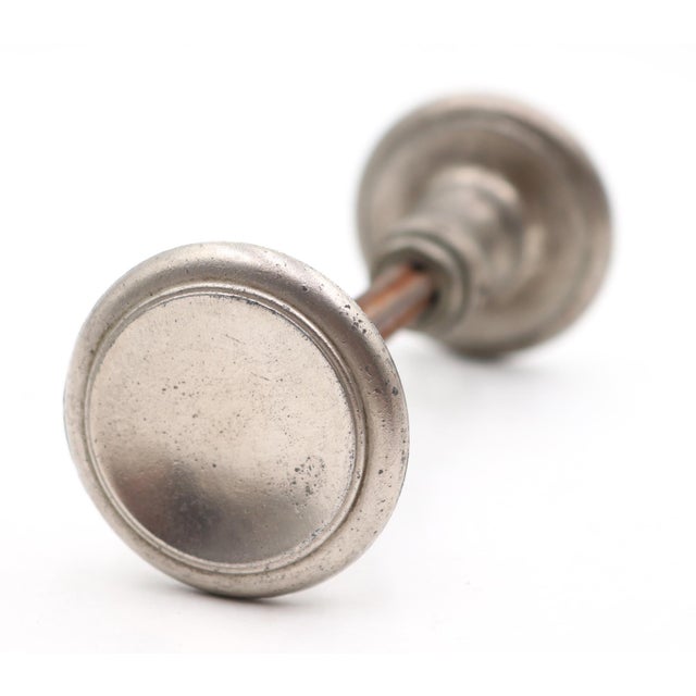 Mid 20th Century Vintage Art Deco Nickel Plated Brass Passage Door Knob Set For Sale - Image 5 of 7