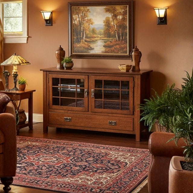 Mission Quarter Sawn Oak 48" Tv Stand For Sale - Image 12 of 15