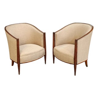 Pair of French Lounge Chairs in the Art Deco Style (Individually Priced) For Sale
