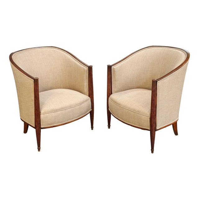 Pair of French Lounge Chairs in the Art Deco Style (Individually Priced) For Sale