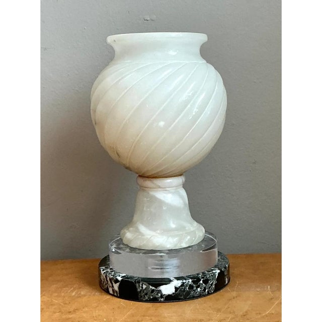 Contemporary Vintage Alabaster Scorpion Bowl Lamp For Sale - Image 3 of 12