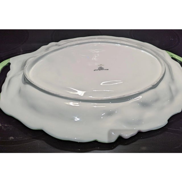 Off-white 90's Fitz and Floyd Classics "Halcyon" Floral Trimmed Large Tray For Sale - Image 8 of 10