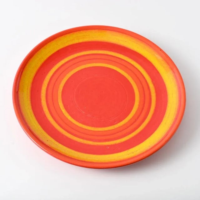 Large Italian Red and Yellow Plate from Baldelli, 1970s For Sale - Image 4 of 10