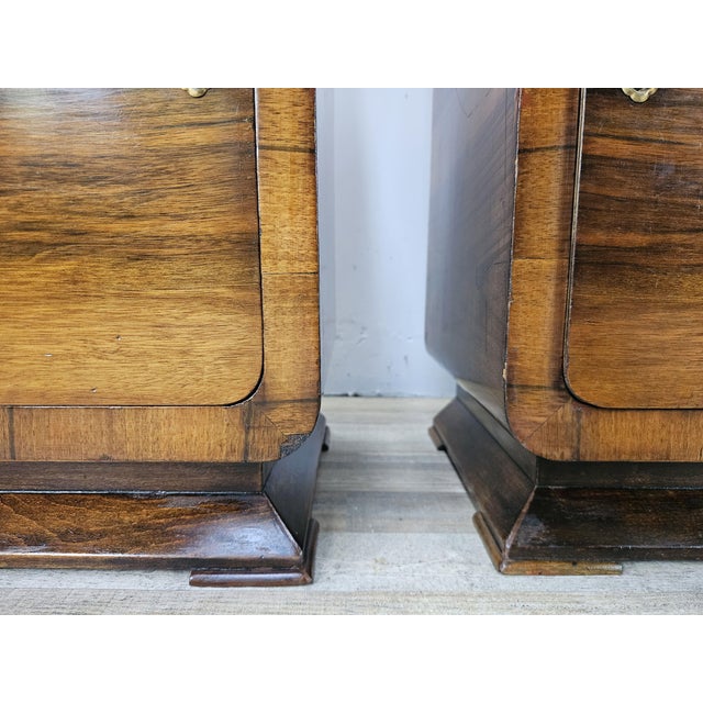 Art Deco Walnut Bedside Tables with Doors and Drawers, 1940s, Set of 2 For Sale - Image 18 of 18