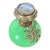 Mid 19th Century French Uranium Opaline Scent Bottle, Hand-Painted Pont Neuf & Louvre Miniature, Gilt Mounts, Napoleon Iii, 3in For Sale