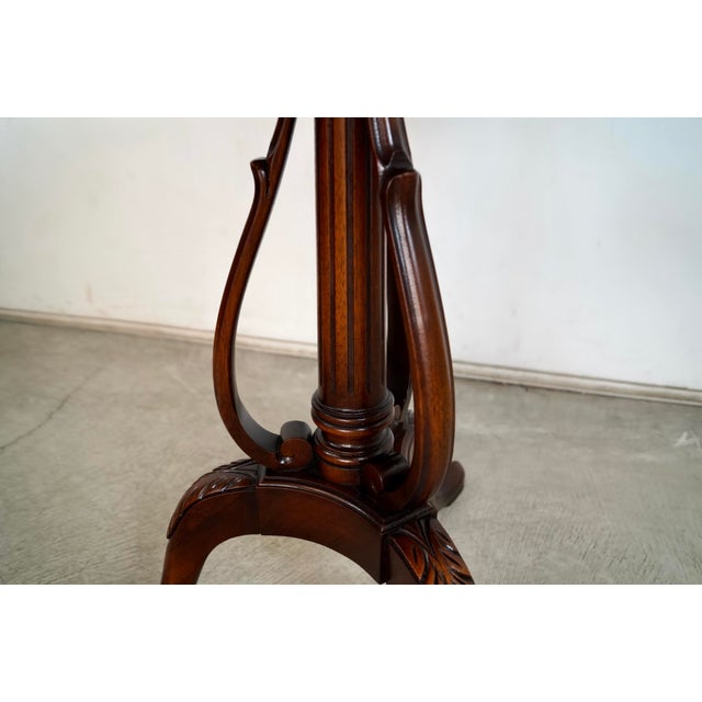 1920’s Antique Neoclassical Chippendale Style Travertine Pie Crust Pedestal Table For Sale - Image 10 of 12