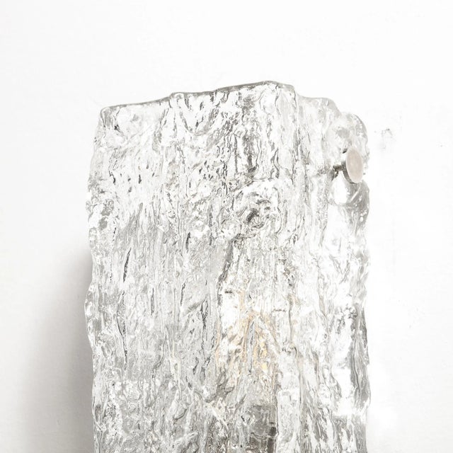 Pair of Mid-Century Modernist Ice Glass Sconces by j.t. Kalmar For Sale - Image 9 of 10