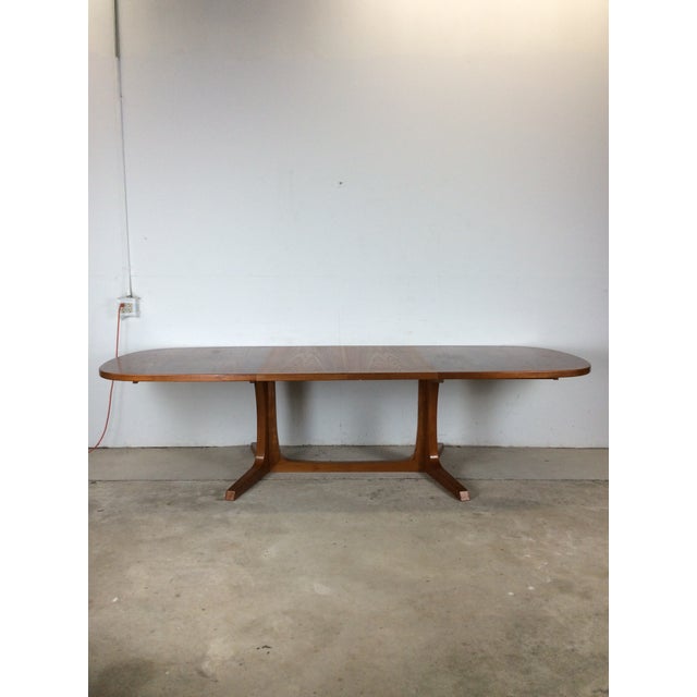 Brown Danish Modern Teak Dining Table With Two Leafs For Sale - Image 8 of 12