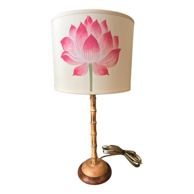 Bamboo Stem Lamp with Fire Lotus Fan by Corallina For Sale