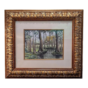 Early 20th Century Paul-Emile Pissarro, Wooded Stream With Cottage - Watercolor