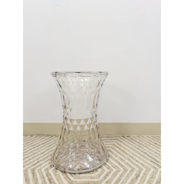 Kartell Kartell Style Clear Acrylic Stone Stool Vintage Crystal Lucite Seat MCM Style For Sale - Image 4 of 10