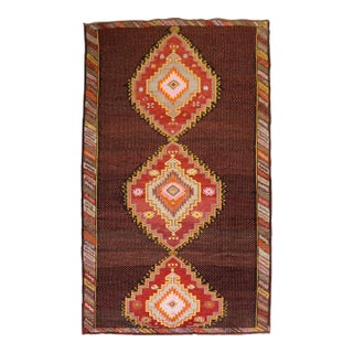 20th Century Zabihi Collection Wild Colorful Turkish Kars Anatolian Corridor Rug - 8'8" x 16'2" For Sale