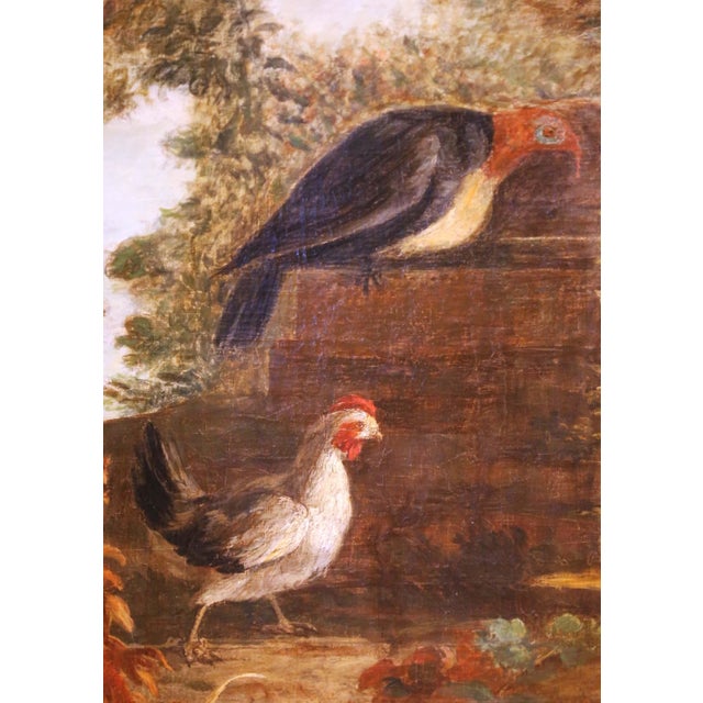 18th Century French Provincial Farmyard Painting With Roosters and Hens For Sale - Image 4 of 9