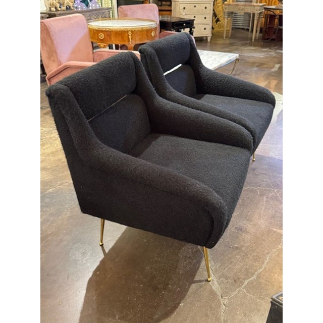 Mid-Century Modern Pair of Black Mohair Mid-Century Modern Gigi Radice Design Lounge Chairs For Sale - Image 3 of 6