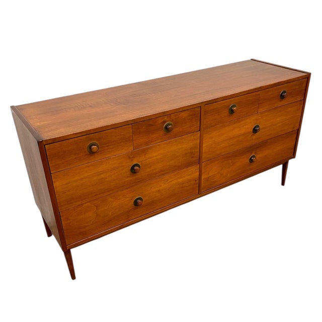 Mid-Century Modern 1970s Mid-Century Modern Dresser Attributed to John Van Koert for Drexel - 8-Drawer Lowboy For Sale - Image 3 of 10