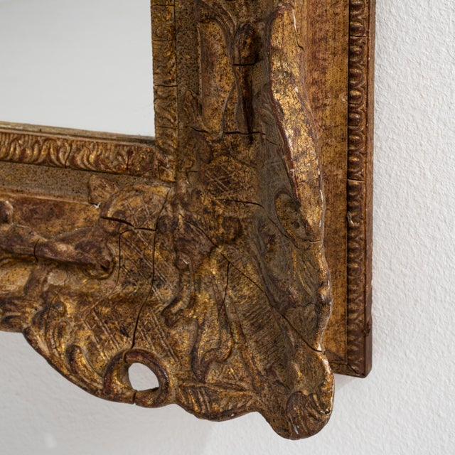 Gold 19th Century French Louis XV Giltwood Carved Wall Mirror For Sale - Image 8 of 9