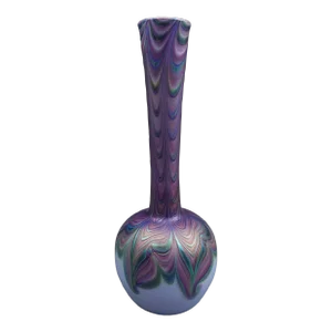 Zellique Joseph Morel 1985 Signed Pulled Feather Studio Art Glass Vase