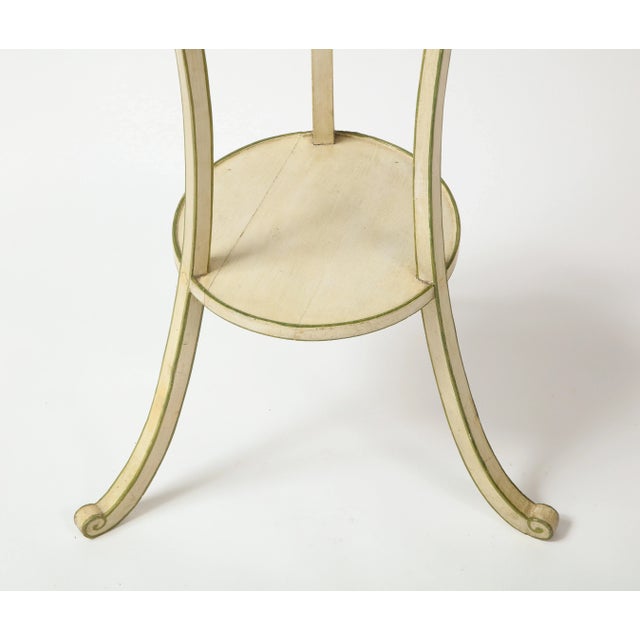 Wood Regency White With Green Banding Torchere or Plant Stand For Sale - Image 7 of 8