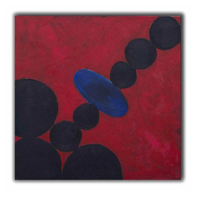 Giorgio Lo Fermo, Red Composition with Circles, Oil on Canvas, 2020 For Sale