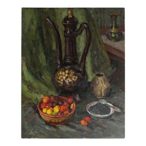 Vintage Mid-Century Still Life Currants Oil Painting by s.a. Hutorsky