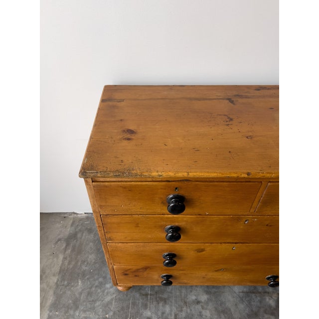 Antique English Pine Rustic Chest of Drawers With Black Knobs For Sale - Image 9 of 11