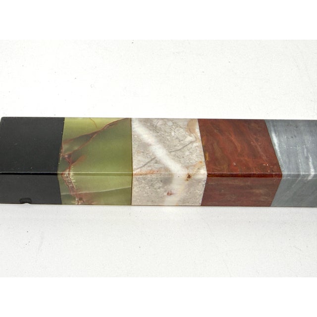 Antique Neoclassical Marble Ruler with Brass Caps, Late 19th Century For Sale In Palm Springs - Image 6 of 18