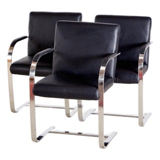 Steel Armchair with Leather Upholstery For Sale