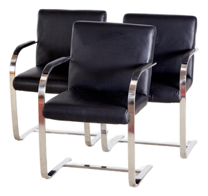Steel Armchair with Leather Upholstery