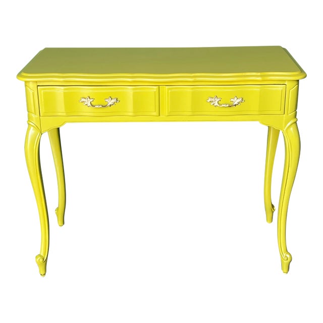 Late 20th Century French Provincial Willow Green Writing Desk For Sale