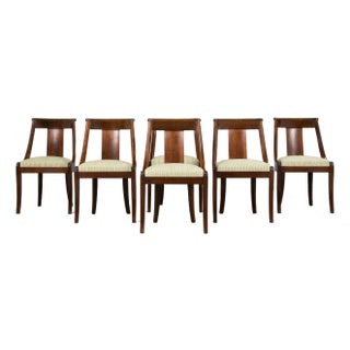 Set of Six Early 20th Century French Empire Mahogany Dining Chairs For Sale