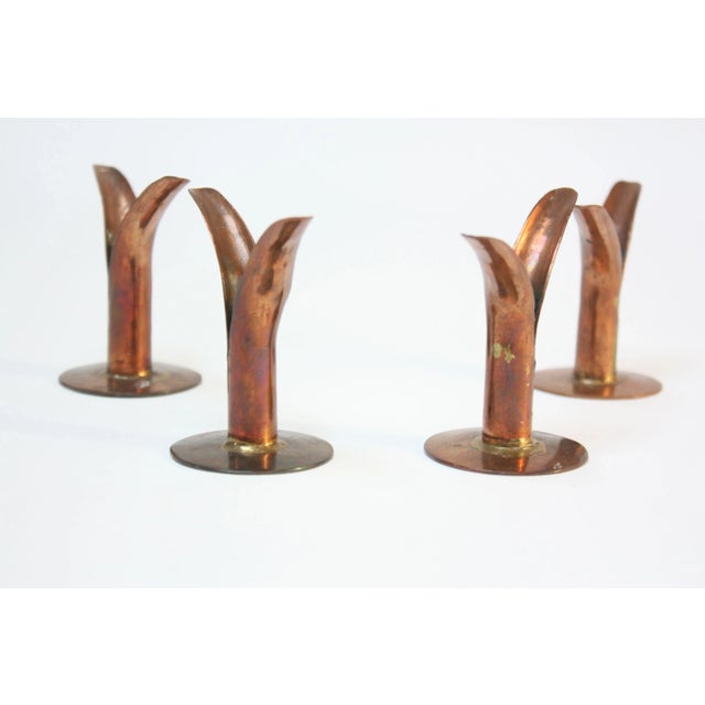 Mid-Century Modern Set of Four Small Copper Ystad Candleholders For Sale - Image 3 of 13