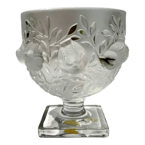 Late 20th Century Lalique France Crystal "Elisabeth" Sparrow Vase