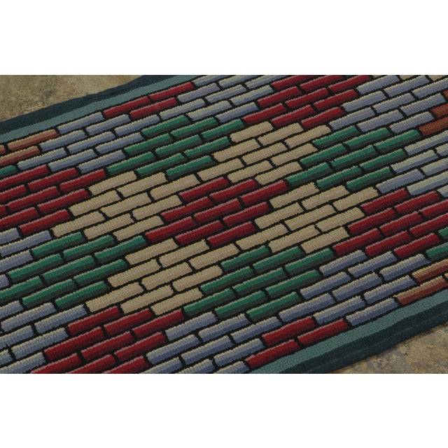 1920s Antique Hooked Rug With Jewel-Tone Geometric Mosaic Design - Rug & Kilim For Sale - Image 5 of 7