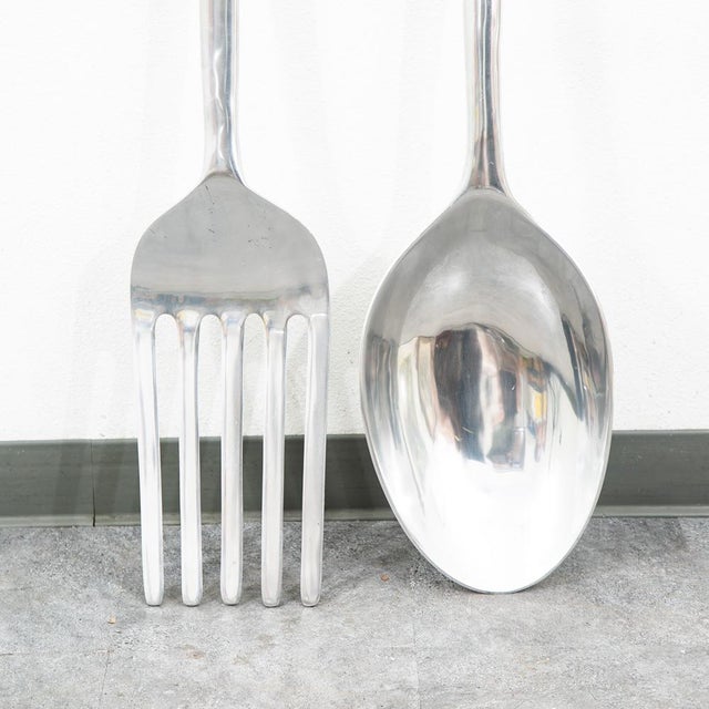 Mid Century Modern Wall Art Fork & Spoon Pop Pair Curtis Jere 1970s Oversized For Sale - Image 10 of 12