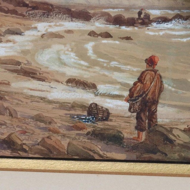 Antique Watercolor on Paper Seascape Signed by Hastings C1908 For Sale - Image 6 of 8