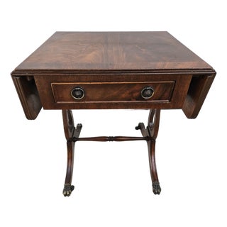 English Crotch Mahogany Dropleaf Side Table For Sale