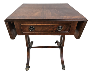 English Crotch Mahogany Dropleaf Side Table