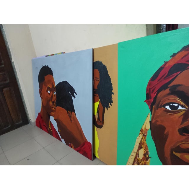 Contemporary The Confidant, Large Wall Painting, Acrylic on Canvas, Emmanuel Akolo (2021) For Sale - Image 3 of 4