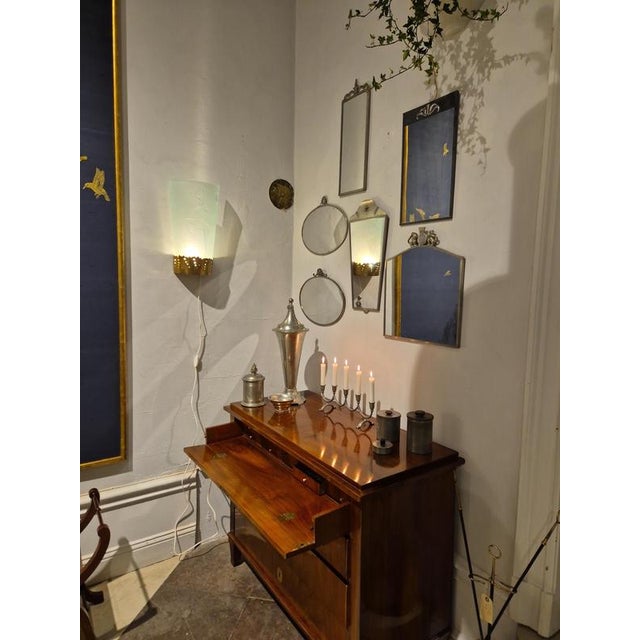 Wall Scones in Etched Glass Decor by Glössner, 1890s, Set of 2 For Sale - Image 5 of 15