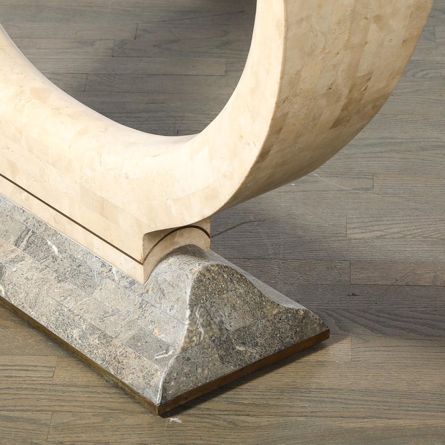 Mid-Century Tessellated Stone Console Table W/ Brass Inlays by Maitland Smith For Sale - Image 11 of 18