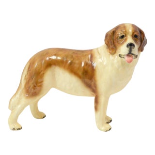 Largest Mortens Studio Saint Bernard Model 816 – 6.5" Tall Rare Studio Scale – 1940s American Ceramic Masterpiece For Sale