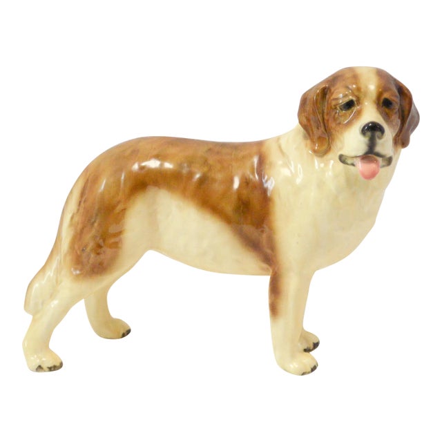 Largest Mortens Studio Saint Bernard Model 816 – 6.5" Tall Rare Studio Scale – 1940s American Ceramic Masterpiece For Sale