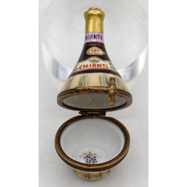 Limoges, France Vintage French Limoges Porcelain Chianti Bottle Form Trinket Box For Sale - Image 4 of 6