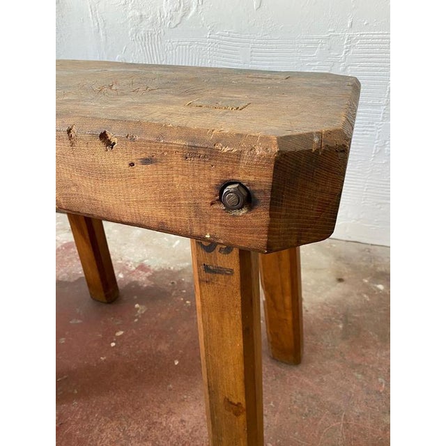 1950s Rustic Farmhouse Chopping Block Table, 1956 For Sale - Image 5 of 12