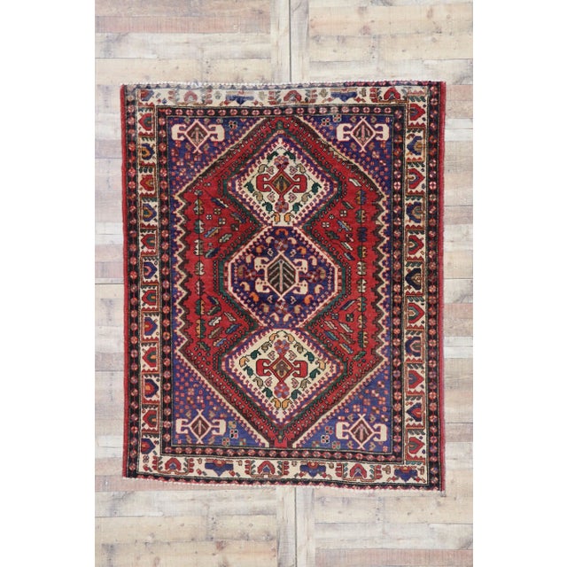 Red Vintage Persian Viss Rug - 05'04 X 06'08 For Sale - Image 8 of 9